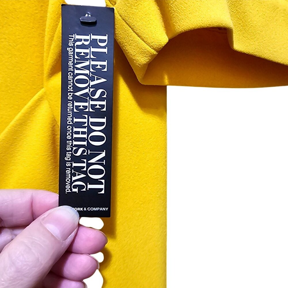 NY&C Womens Mustard Yellow Keyhole Neck Puff Sleeve Belted Midi Dress Size XXL - Picture 6 of 13